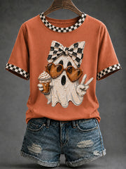 Women's Glam Ghost Print Casual T-Shirt
