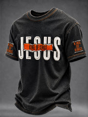 Men's "Jesus:King Of Kings" Christian Faith Print Casual T-Shirt