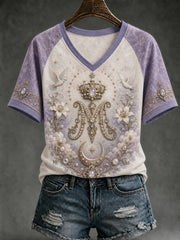Women's Assumption of Mary Print V-neck T-Shirt