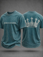 Men's “Jesus Is King”Christian Faith Printed Casual T-Shirt