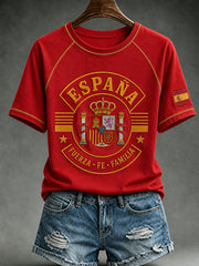 Women's España Lover Print Casual Short Sleeve T-shirt