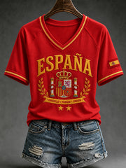 Women's España Lover Print Casual Short Sleeve T-shirt
