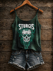 Women's Motorcycle Rally Printed Vest Top