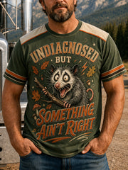 Men's Funny Opossum Vintage Graphic Undiagnosed but Something Ain’t Right Short Sleeve T-shirt