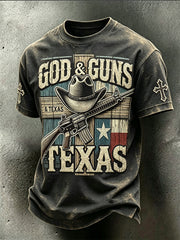 Men's retro western style pattern printed casual short-sleeve T-shirt
