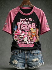 Women's retro western style pattern printed casual short-sleeve T-shirt