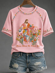 Women's 'Bloom Where He Plants You' Printed Casual T-Shirt