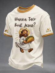 Men's Wanna Taco Bout Jesus Lettuce Pray Print Casual Polo