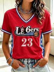 Men's Basketball 23 Printed V-neck T-shirt