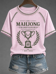 Women's Mahjong Print Casual T-Shirt