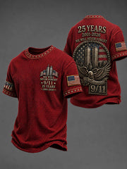 Men's WE WILL NEVER FORGET 9/11 25 YEARS 2001-2026 Waffle Tee