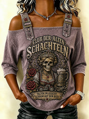 Women's Funny Oktoberfest Print Beer Lover 3/4 sleeve T-shirt