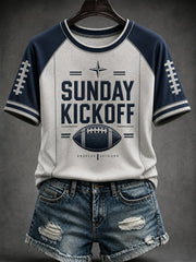 Women's Football SUNDAY KICKOFF Printed T-shirt