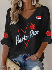 Women's Puerto Rico Printed Waffle T-shirt