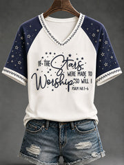 Woman's "If the stars were made to worship, so will I" - Psalm 148 Christian Casual T-shirt