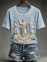 Women's Assumption of Mary Faith Art Printed T-shirt