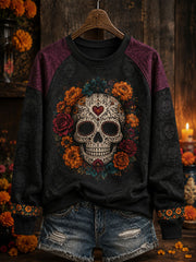 Women's Mexico Day of The Dead Art Printed Sweatshirt