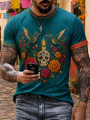 Men's Mexico Day of The Dead Art Printed T-shirt
