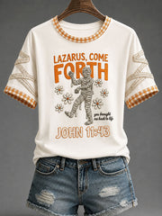 Women's 'Lazarus,Come Forth' John 11:43 Faith Halloween Casual T-shirt