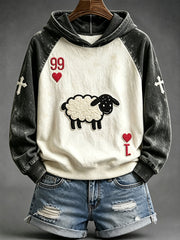 Women's He Left The 99 Playing Card Inspired Faith Print Comfy Hoodie