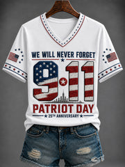 Women's America Printed V-neck T-shirt