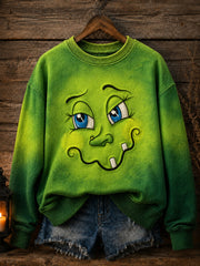 Women's Halloween Funny Face Print Sweatshirt