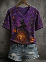 Women's Halloween Witch Print Casual T-Shirt