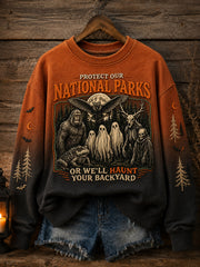 Women's PROTECT OUR NATIONAL PARKS Print Halloween Sweatshirt