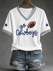 Women's Football Gameday Gift For Football Fans V-Neck Tee
