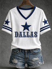Women's Football Gameday Gift For Football Fans V-Neck Tee