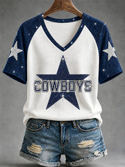 Women's Football Gameday Gift For Football Fans V-Neck Tee