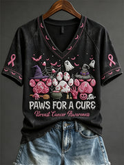 Women's Paws For A Cure Halloween Paw Prints short-sleeved T-shirt