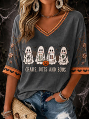Women's Mahjong Halloween Ghost Casual T-Shirt