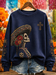Women's Mexico Day of The Dead Art Print Casual Sweatshirt