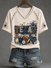 Women's Game Day Football Printed Casual T-Shirt