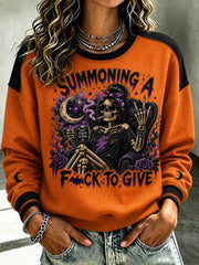 Women's Summoning A Fck to Give Gothic Printed Sweatshirt
