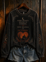Women's retro Halloween pattern printed casual round neck sweater