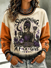 Women's Summoning A Fck to Give Gothic Printed Sweatshirt