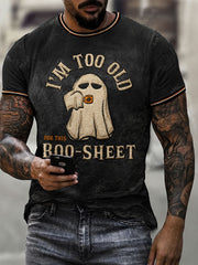Men's Halloween I'm Too Old For This Boo Sheet Printed T-shirt