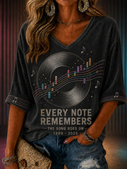 Women's "EVERY NOTE REMEMBERS" V-neck T-shirts