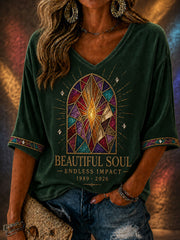 Women's "BEAUTIFUL SOUL" V-neck T-shirts