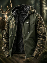 Men's Vintage Traditional Reindeer Pattern Western Composite Fleece Jacket
