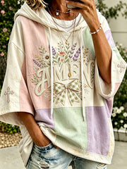 Women's faith-themed color-blocked design casual hoodie