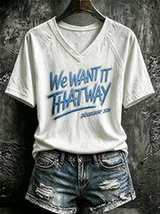 Women's Retro 90s Music Inspired Graphic Print Casual V-Neck Tee