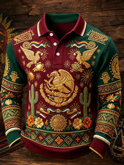 Men's Mexico Independence Day Art Printed Casual Tops