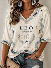 Women's Soccer Legend Retire Memorial Mid-length Sleeves V-Neck T-Shirt