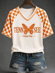 Women's Tennessee Football Game Day Casual Printed T-shirt