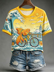Women's A Woman Without A ManIs Like A Fish Without A Bicycle Illustration Short-sleeved T-shirt