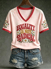 Women's feminist slogan printed casual short-sleeved T-shirt