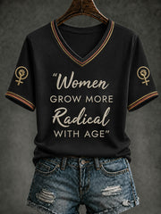 Women's RIP Retro Feminist Icon Printed V-neck T-shirt